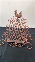 14” metal rooster cook book stand
