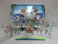 FUN DOGS AT THE BEACH TRAY + DRINK SET