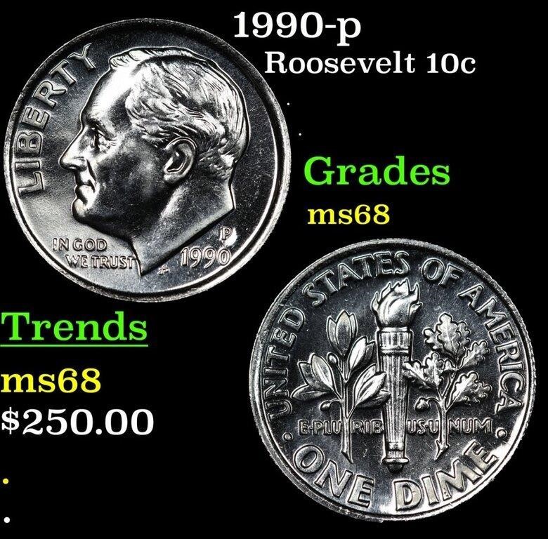 1990-p Roosevelt Dime 10c Grades GEM+++ Unc