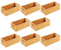 Pack of 8 mDesign Bamboo Storage Bin Container  Dr