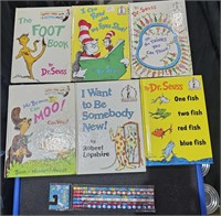 6 Dr Seuss Books w/ Colored Pencils