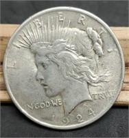 1924-S Peace Silver Dollar, XF
