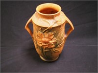 Roseville double-handled Peony pattern vase, 65-9