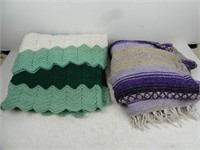 Lot of 2 Vintage Style Woven Blankets