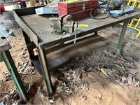 Steel work bench with vice