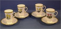 Four Royal Worcester"botanic flower"cups & saucers