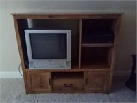 Vintage Wooden Entertainment Center with TV,