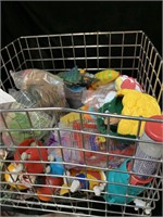 WIRE BASKET FULL OF ASSORTED HAPPY MEAL TOYS