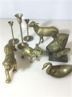 Lot of assorted brass animal and decor items