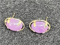14k Earrings with Purple Stone