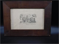 15X15 FRAMED DRAWING OF THE STATE HOUSE OF DELAWAR