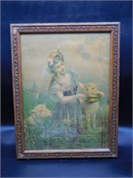 12X16 PICTURE OF A WOMAN VINTAGE ANTIQUE COLLECTIB