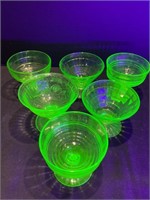 Uranium Glass Lot Dessert Sherbet Cups