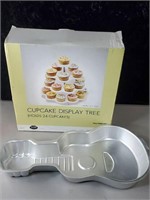 Cupcake display tree and guitar cake pan