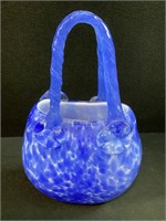 Art Glass Blue Purse Vase