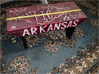 Wooden Arkansas Razorback Bench
