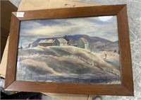 Antique Landscape Painting on Paper