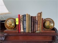 EARLY BOOKS WITH GLOBE BOOK ENDS