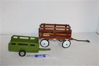 NYLINT TOW-BEHIND TRAILER & WOODEN WAGON