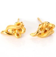 22K YELLOW GOLD FLOWER EARRINGS