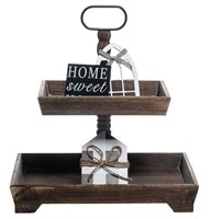 New 2-Tier Coffee Wooden Tray Stand for Home