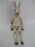 Carved Wood Articulated Rabbit - 13" Long