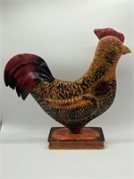 Folk Art Style Metal Chicken Tall Figure