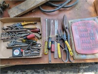 Tools including- screwsriving tote, screwdrivers,