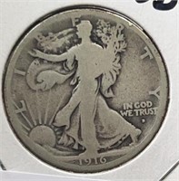 1916D Liberty Half Dollar Nice OBV Mint Mark