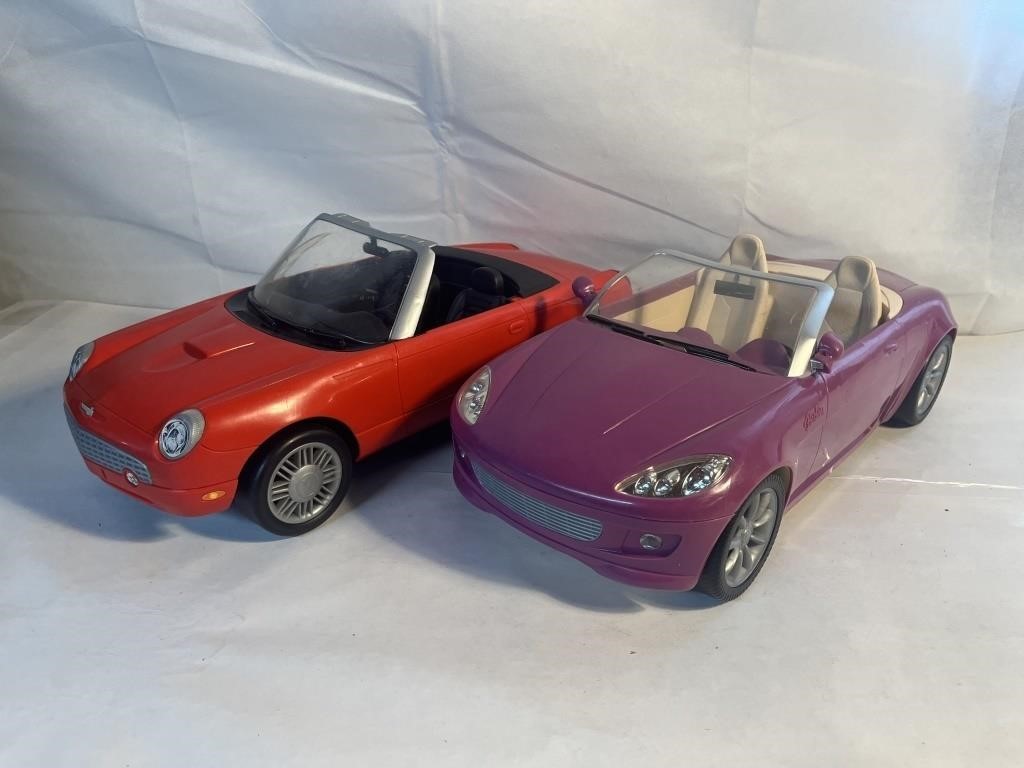 2 BARBIE CONVERTIBLES BY MATTEL