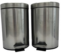 Two Mini Trash Cans - Stainless
