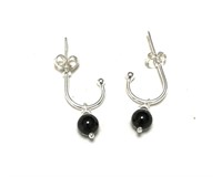 Sterling Silver 1.8 Ct Black Onyx Earrings