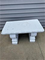 white concrete bench