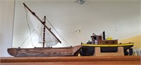 2 Hand Made Wooden Ships