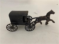 VINTAGE CAST IRON HORSE AND BUGGY