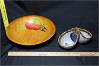 Pottery Snack Bowl & Wooden Salad Bowl