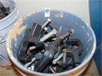 bucket full of lighting mounting brackets