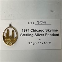 1974 Sterling Chicago Skyline Pendant 9.5gr