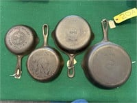 4 Griswold Cast Iron Skillets 3, 4, 5, 6