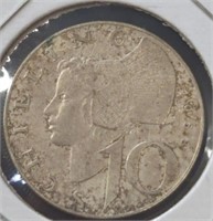 Silver 1958 10 shilling coin