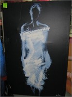 Modern painting on canvas female figure artist sig