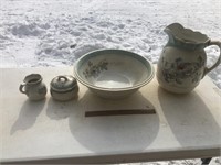Vintage Water Basin, Pitcher, & Dishes