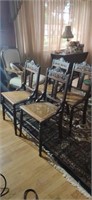 4 Victorian Walnut Cane Bottom Dining Side Chair.