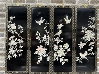 4- Panels Black Lacquered w/ Mother of Pearl Inlay