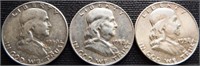 (3) Franklin Silver Half Dollars - Coins