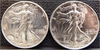 (2) Walking Silver Half Dollars - Coins