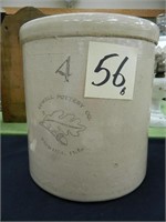 Lowell Pottery Co. 4 Gal. Crock - Tonica, ILL.