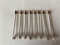 Vintage 900 Silver Cocktail Picks Lot of 8