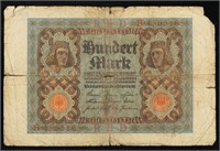 1920 Weimar Germany 100 Marks Banknote P# 69a Grad