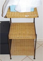 Small three tier wicker side table